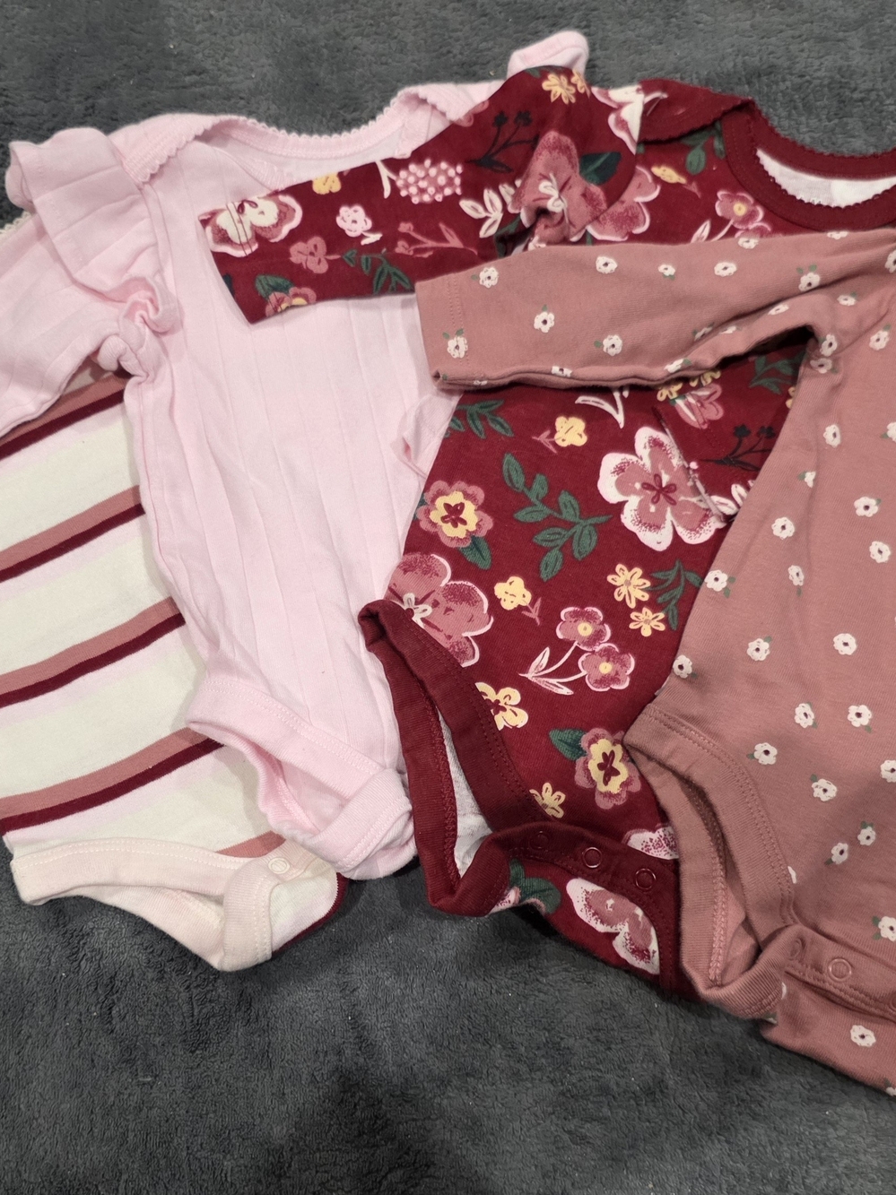 Baby Girl Floral & Pink Long-Sleeve Onesie Bundle